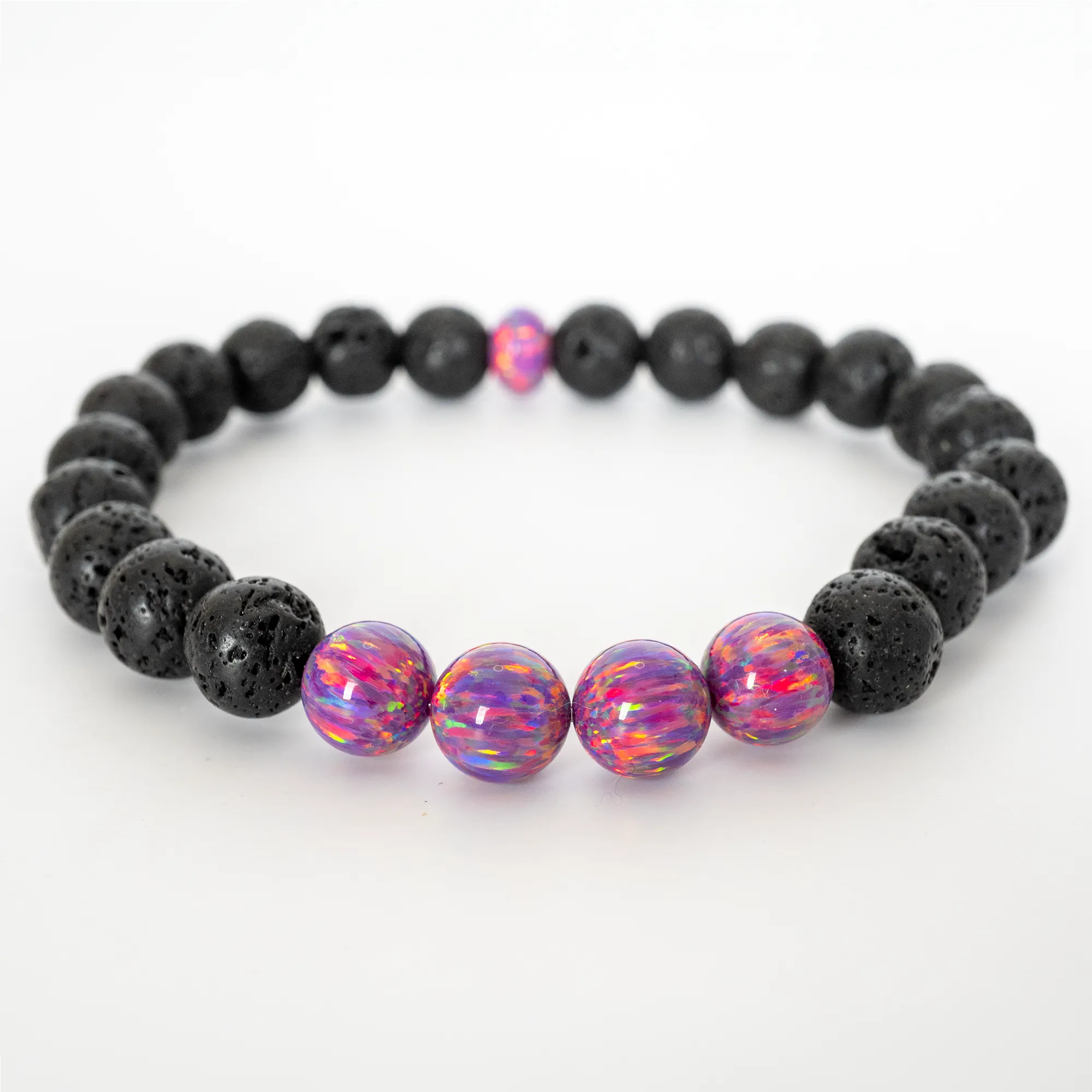 Amethyst Opal & Lava Stone Beaded Bracelet