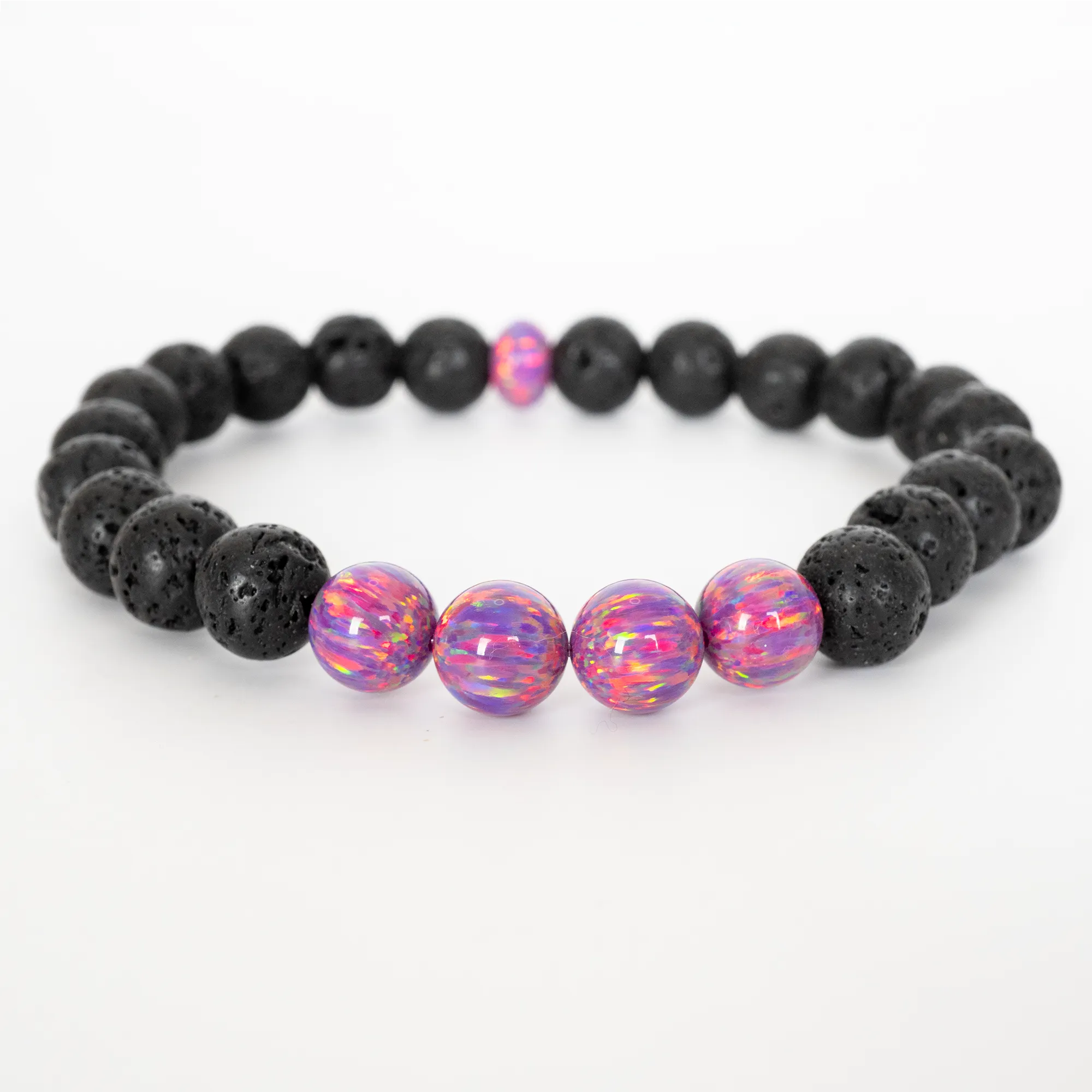 Amethyst Opal & Lava Stone Beaded Bracelet