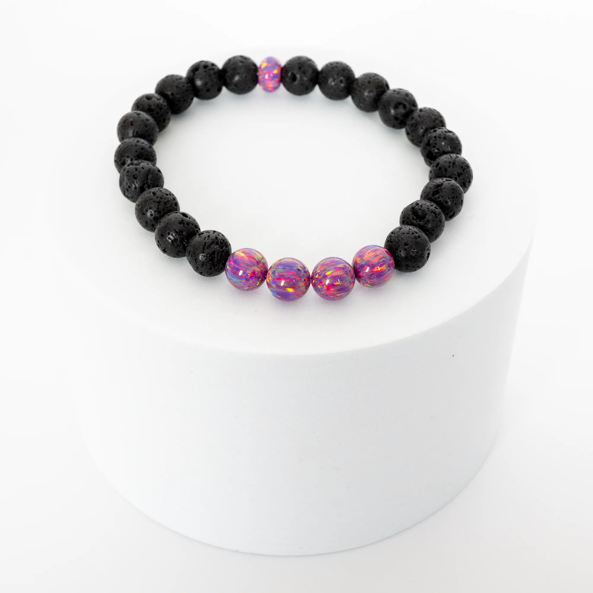 Amethyst Opal & Lava Stone Beaded Bracelet
