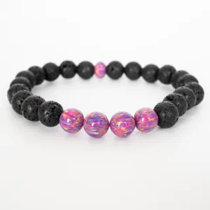 Amethyst Opal & Lava Stone Beaded Bracelet