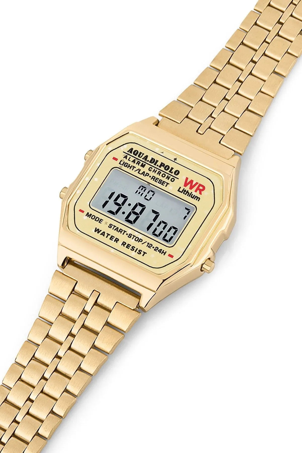 Aqua di Polo Kadın Altın Metal Kordonlu Çiçek Desenli Dijital Retro Saat