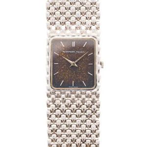 Audemars Piguet White Gold Beaded Bracelet Watch with Tropical Dial