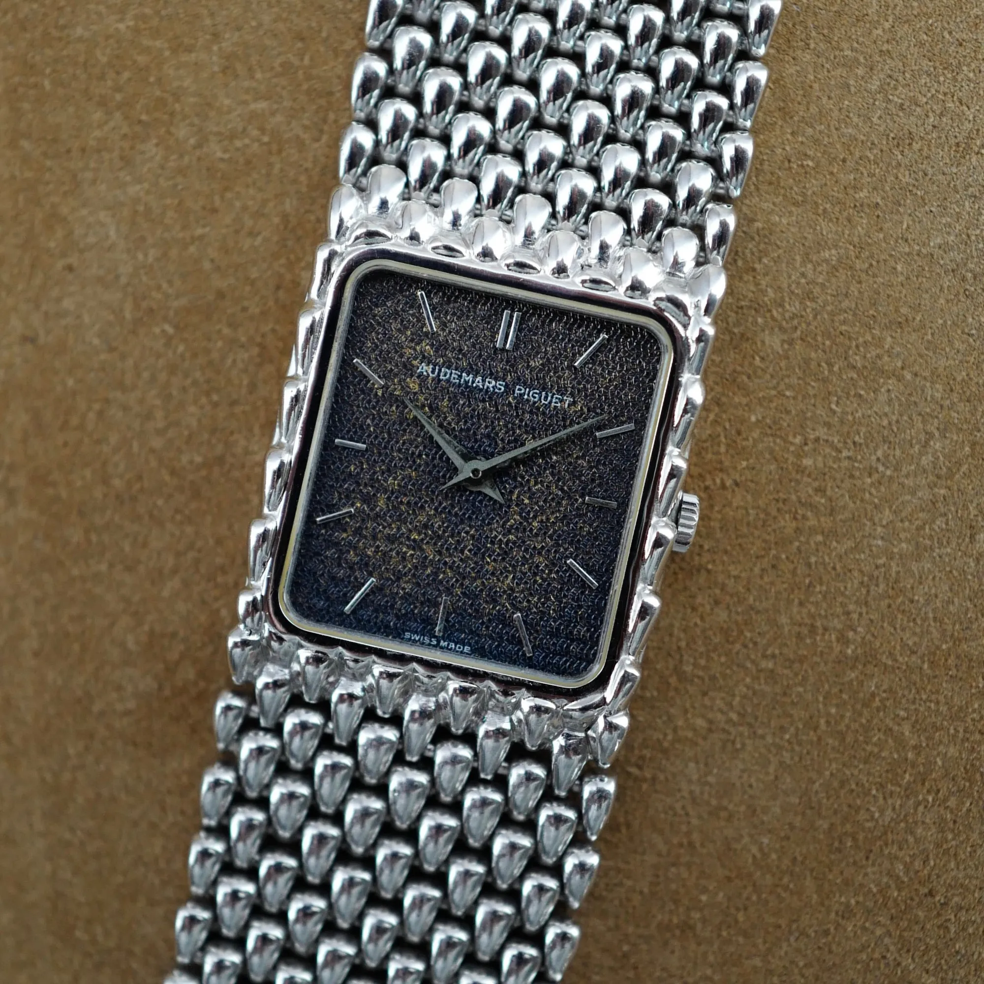 Audemars Piguet White Gold Beaded Bracelet Watch with Tropical Dial