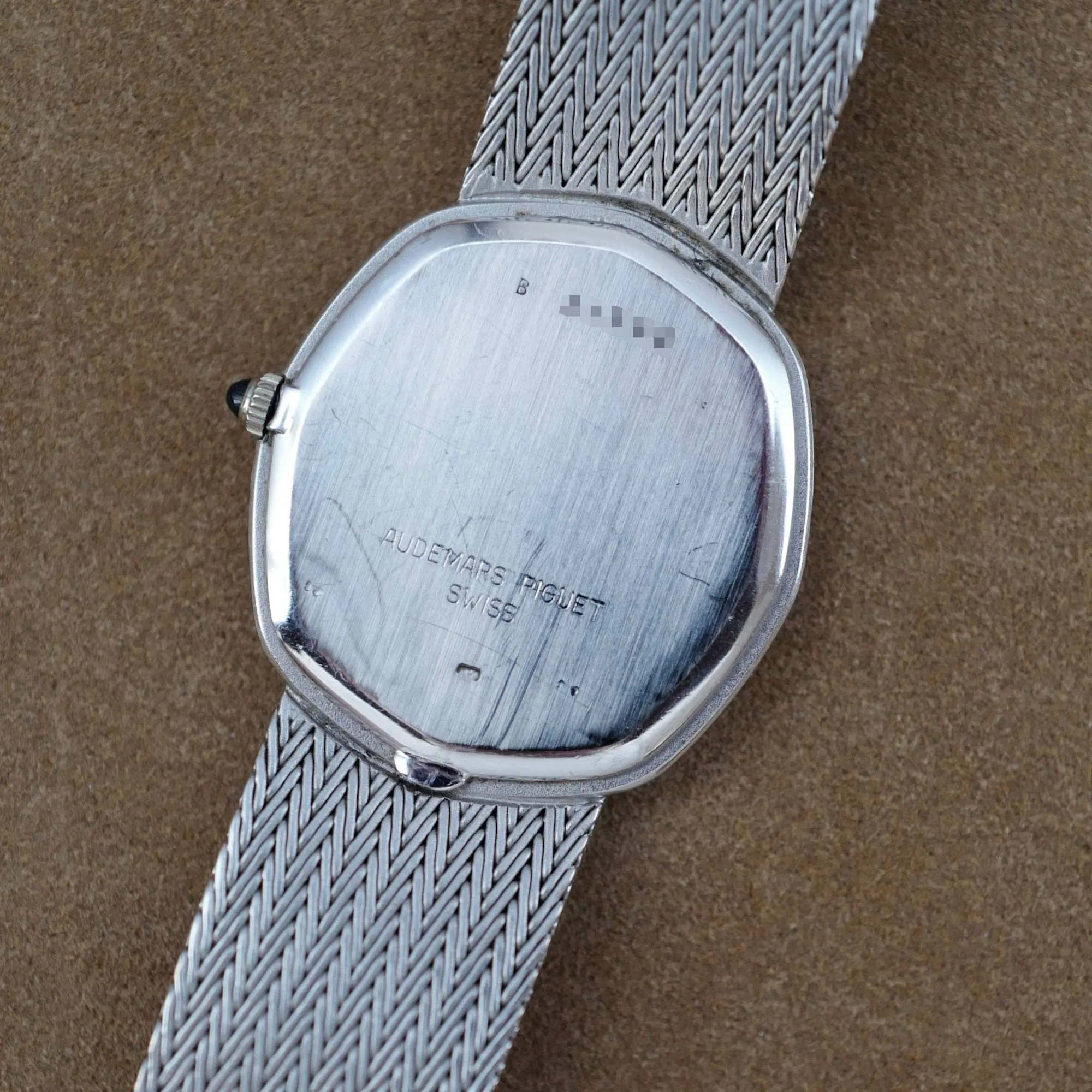 Audemars Piguet White Gold Octagonal Watch with Pave and Onyx Dial