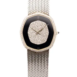 Audemars Piguet White Gold Octagonal Watch with Pave and Onyx Dial