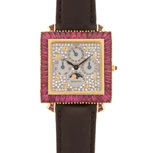 Audemars Piguet Yellow Gold Perpetual Calendar Ruby and Diamond Watch, Likely Piece Unique