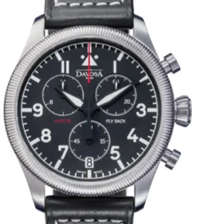 Aviator Fly Back Quartz Chronograph Black Men's Pilot Watch 16249955