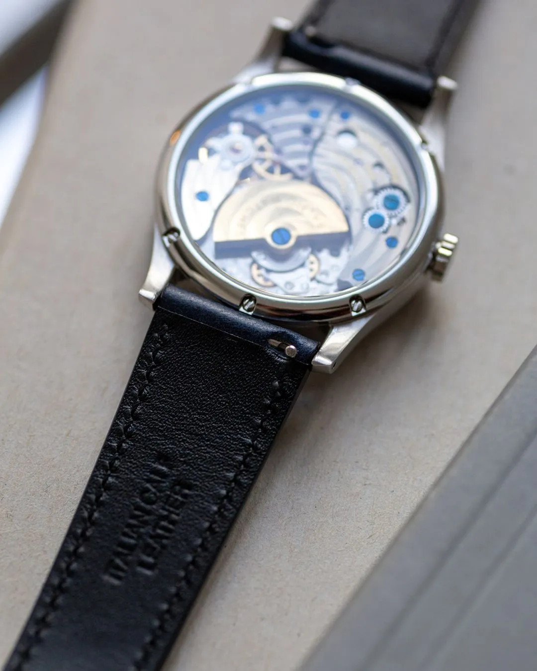 Baltic Stitched Strap - Navy Blue Calf Skin