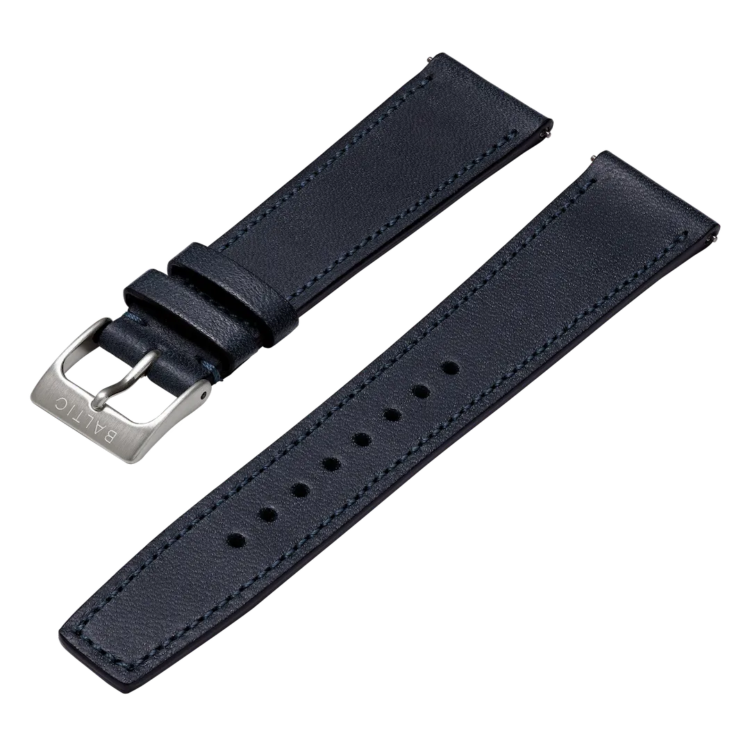 Baltic Stitched Strap - Navy Blue Calf Skin