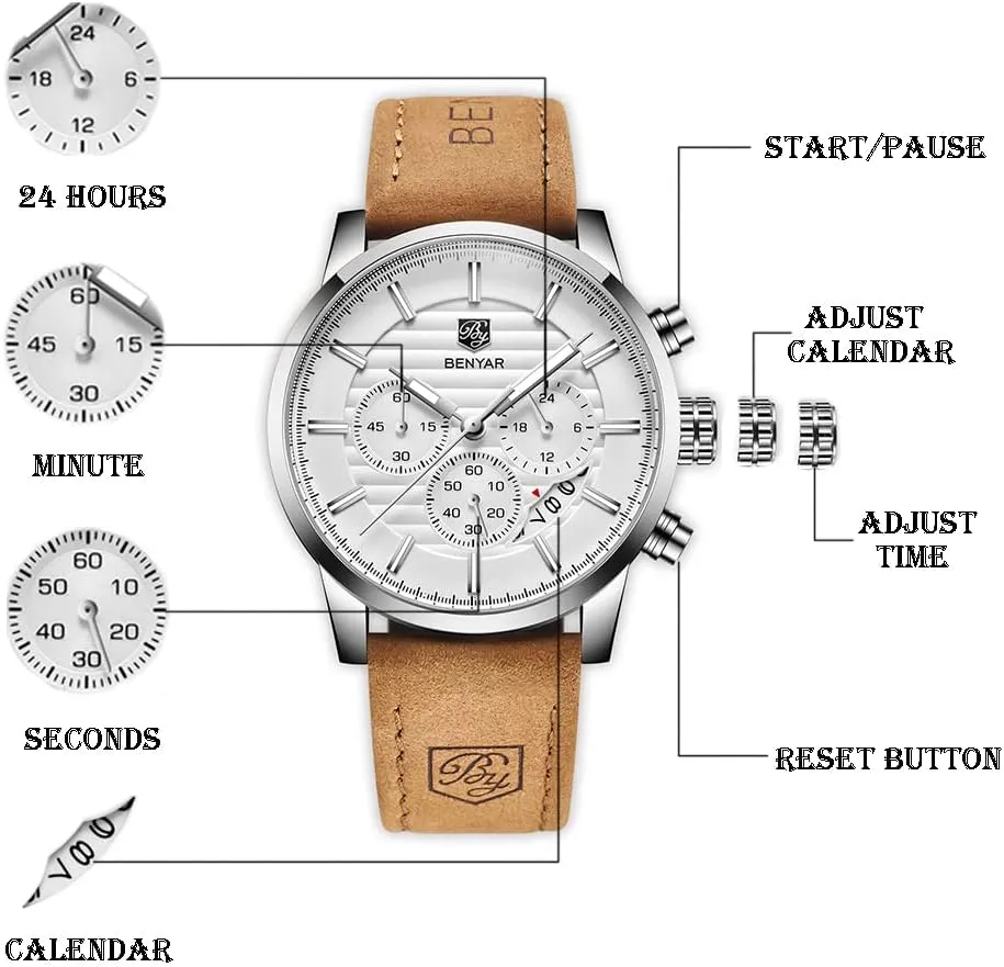 BENYAR Quartz Chronograph Waterproof Watches