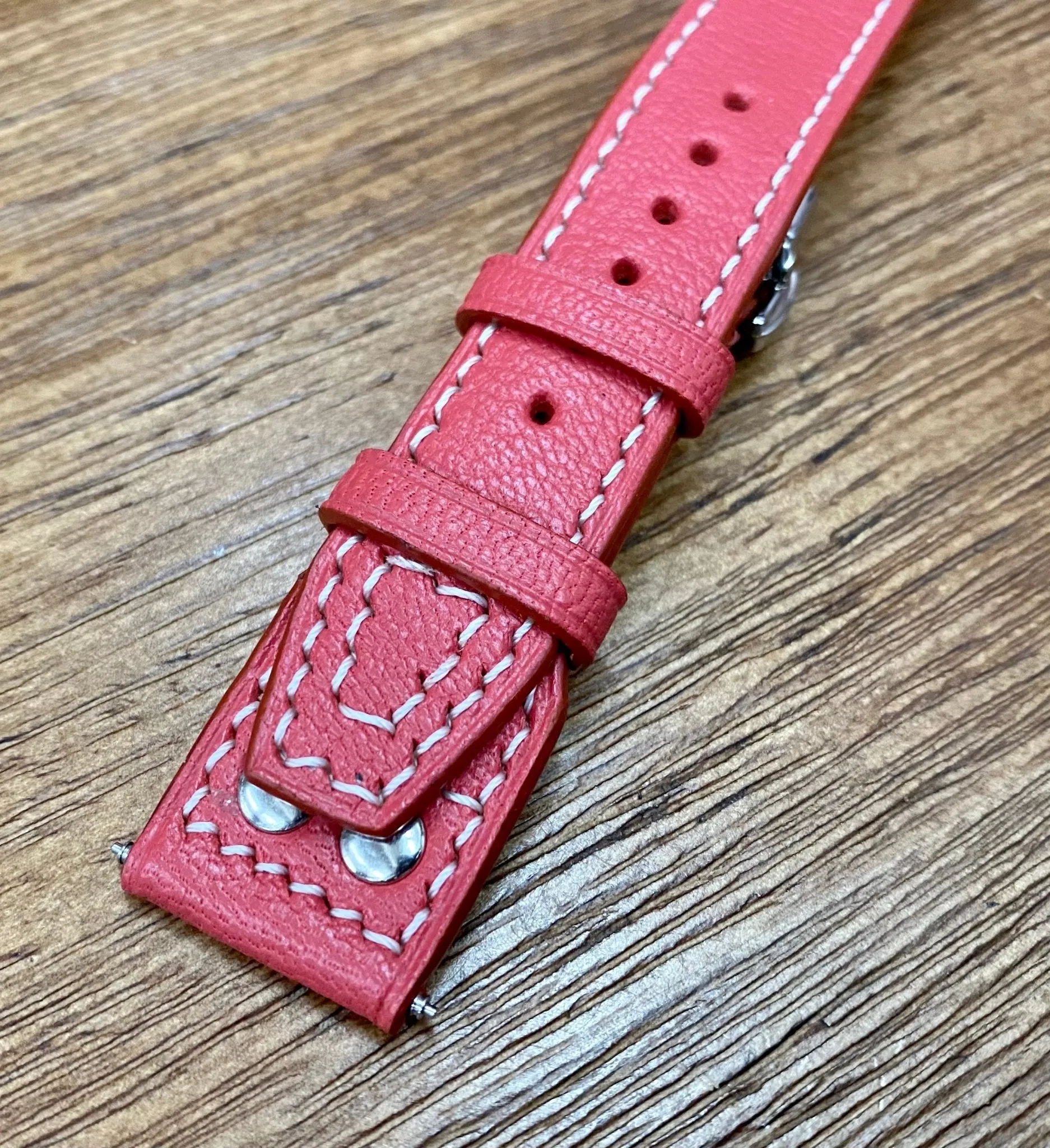Big Pilot Watch Strap in 22mm, Red Genuine Leather Watch Straps 20mm, Pilot Band with Deployant Clasp Buckle, Handmade Christmas Gift Ideas for Aviator Watches