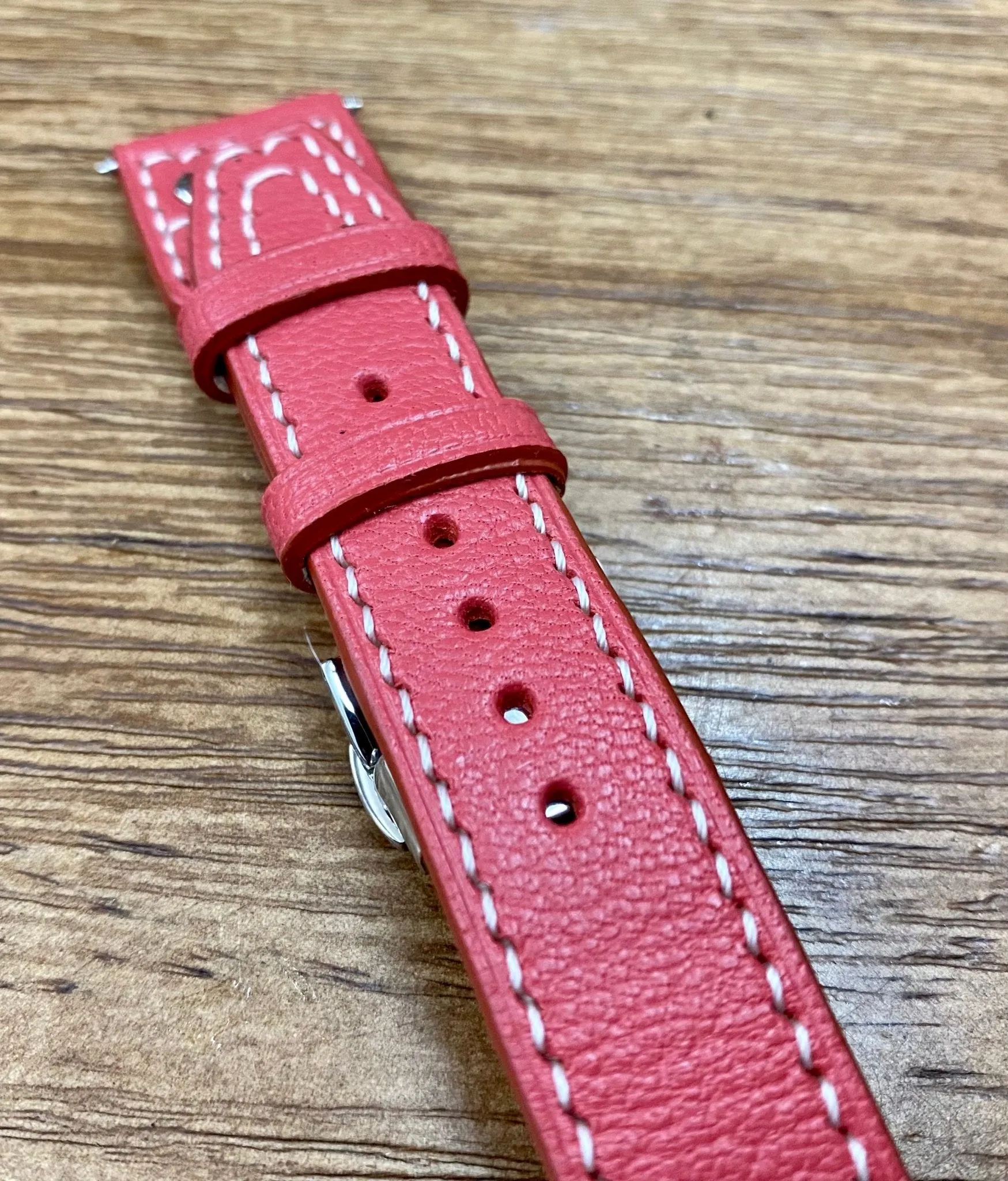 Big Pilot Watch Strap in 22mm, Red Genuine Leather Watch Straps 20mm, Pilot Band with Deployant Clasp Buckle, Handmade Christmas Gift Ideas for Aviator Watches