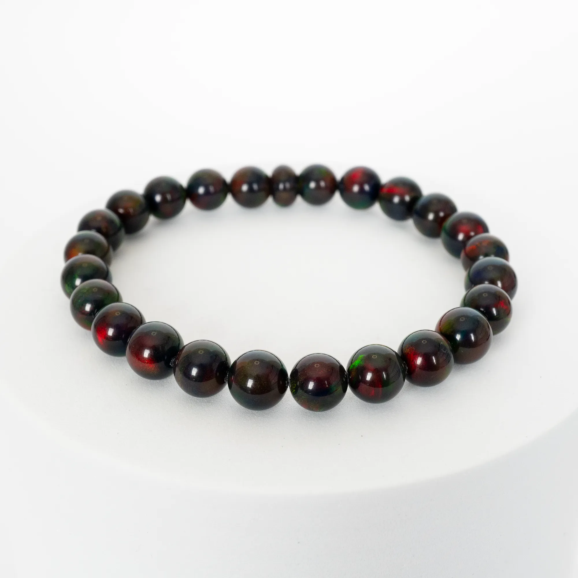 Black Ember Opalescence Beaded Bracelet