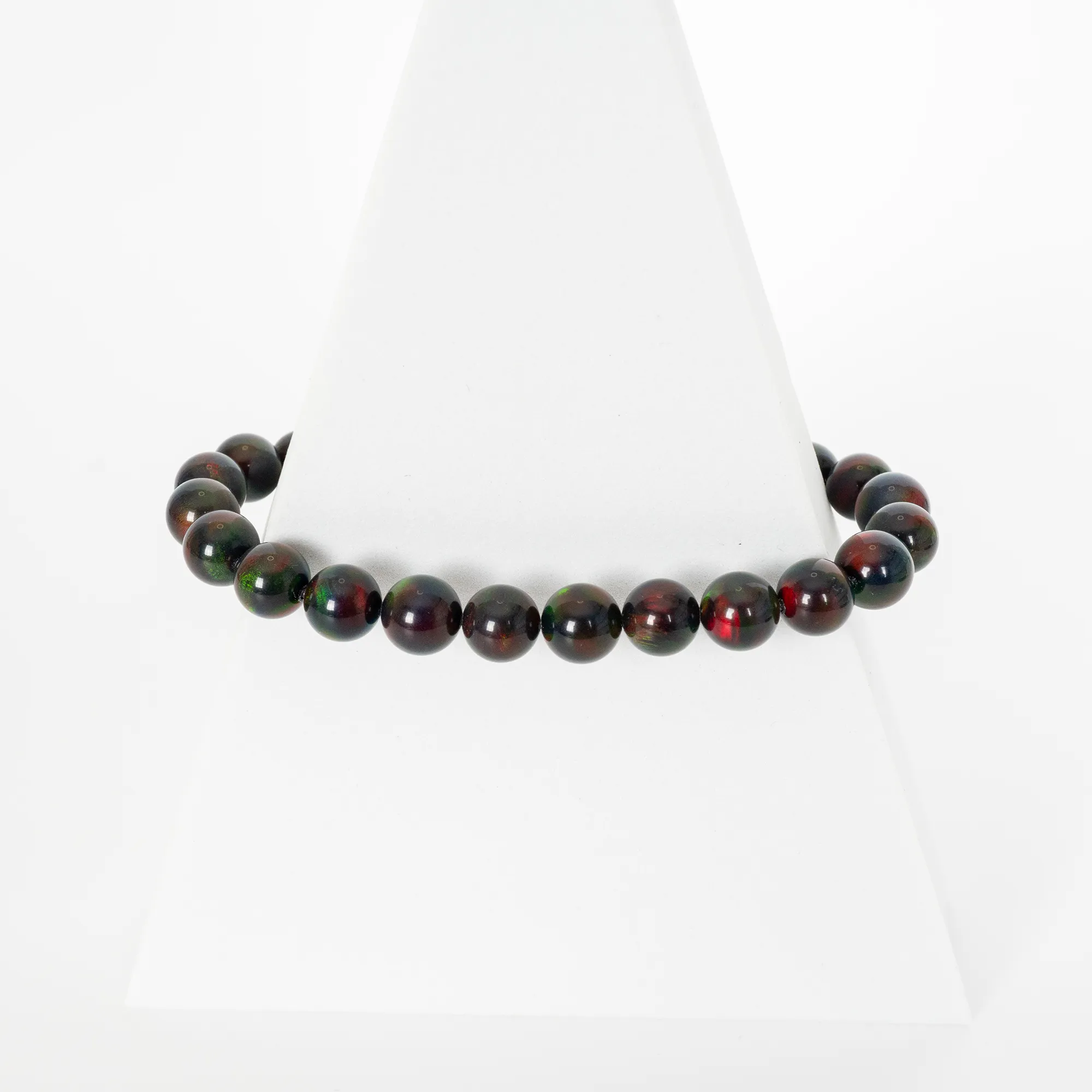 Black Ember Opalescence Beaded Bracelet