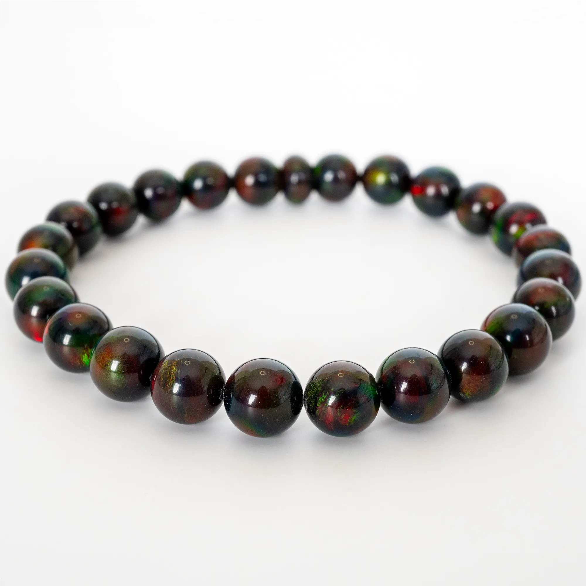 Black Ember Opalescence Beaded Bracelet