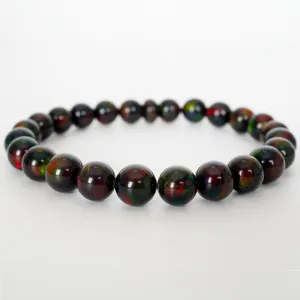 Black Ember Opalescence Beaded Bracelet