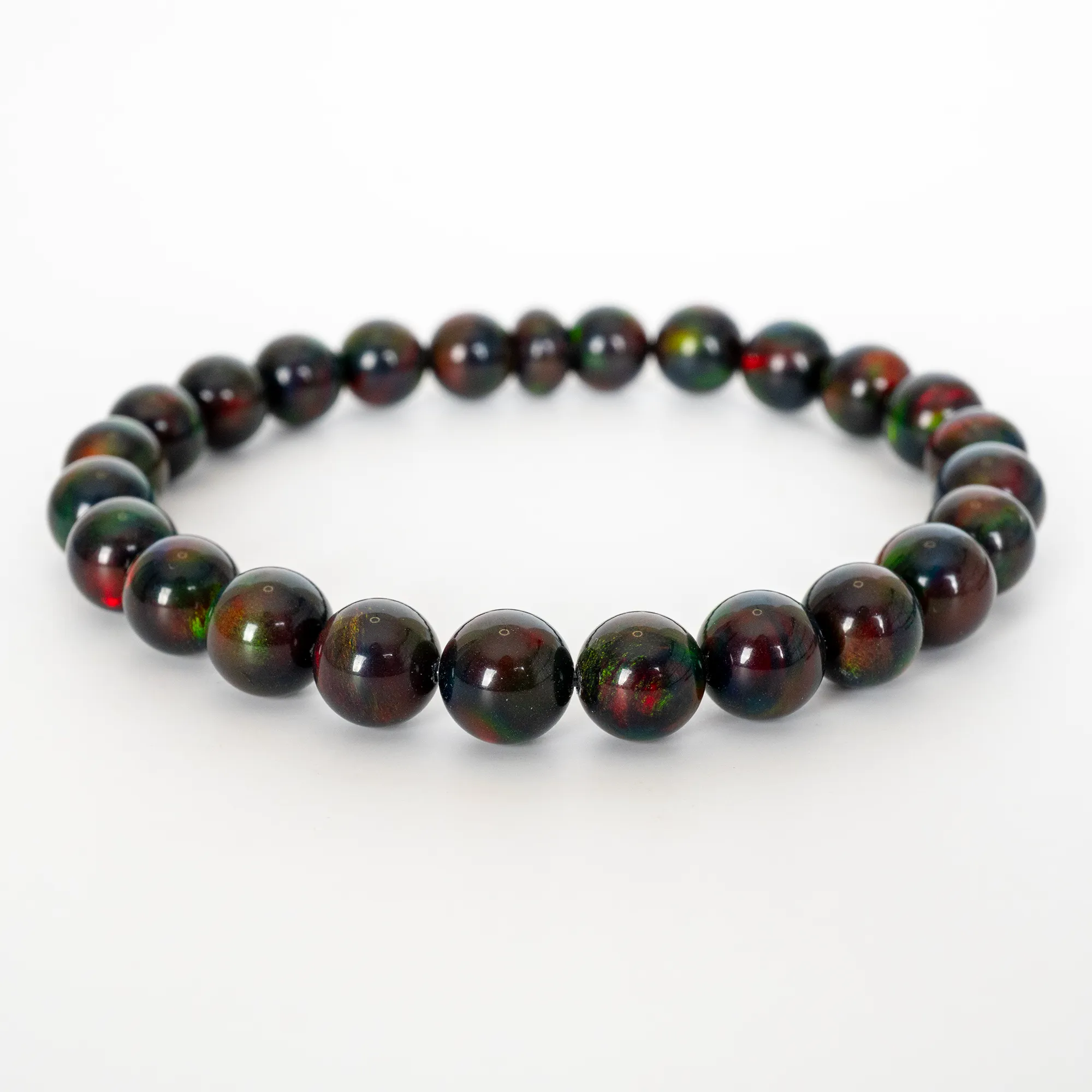 Black Ember Opalescence Beaded Bracelet