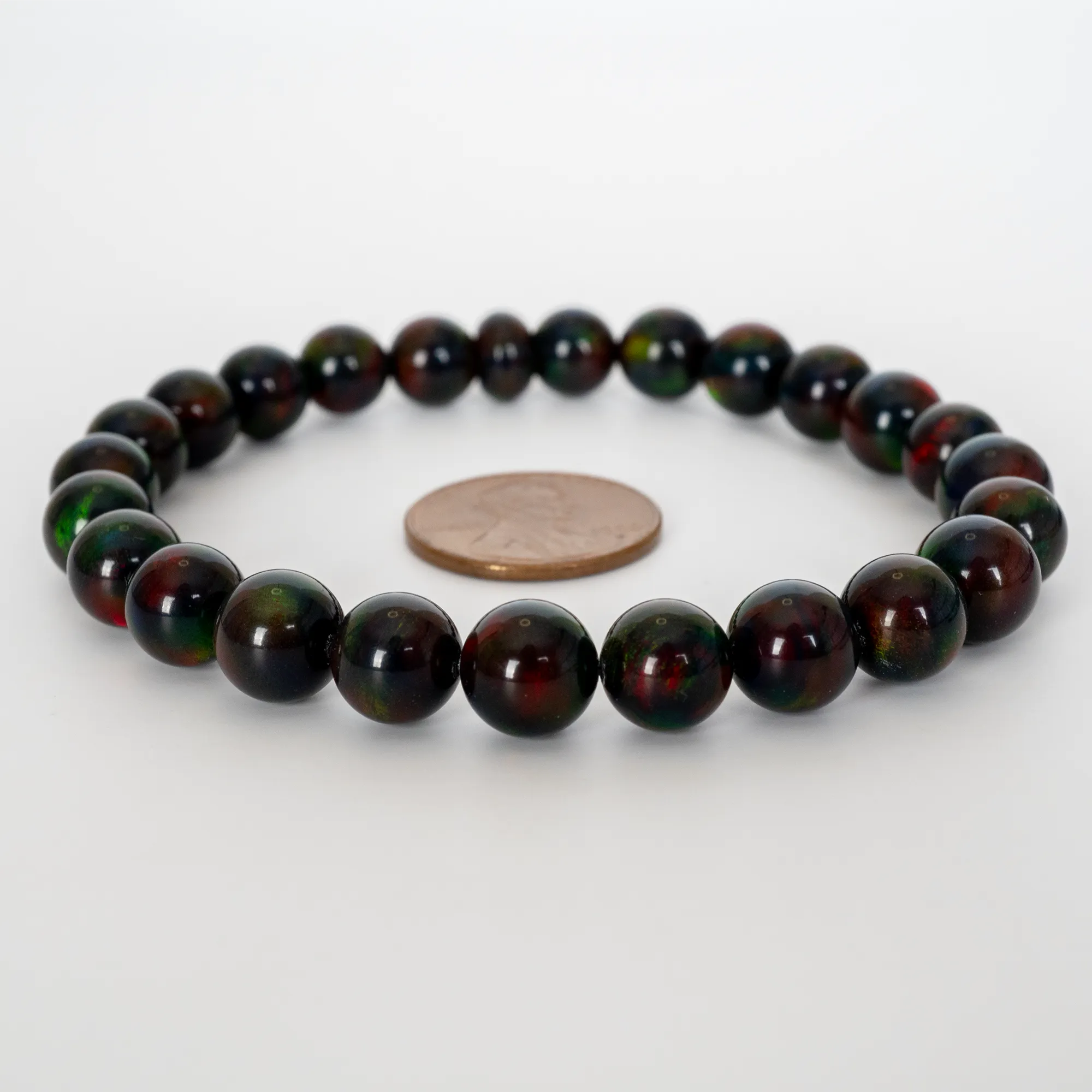 Black Ember Opalescence Beaded Bracelet