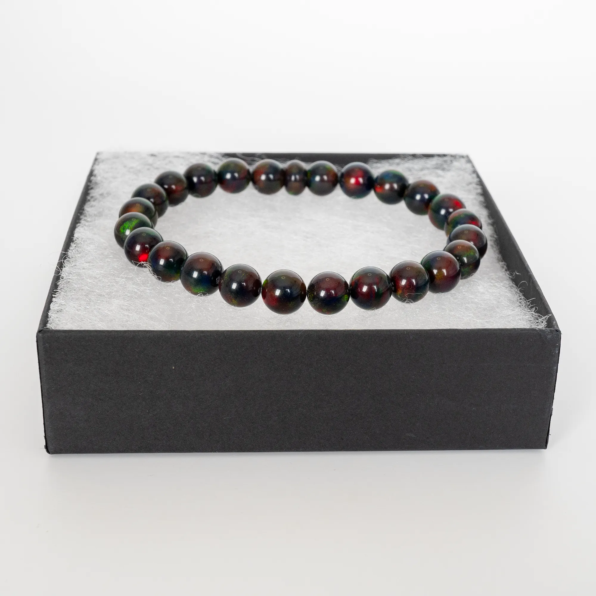 Black Ember Opalescence Beaded Bracelet