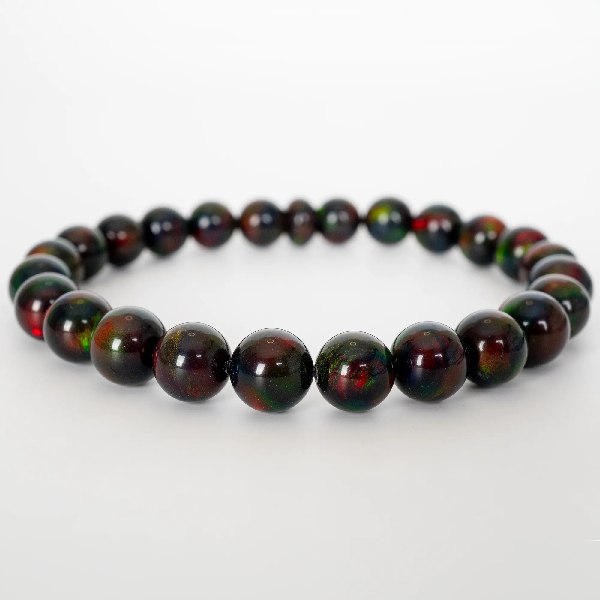 Black Ember Opalescence Beaded Bracelet