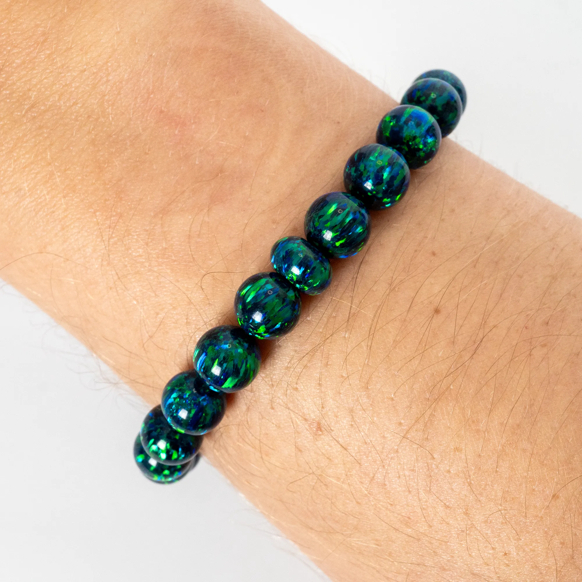 Black Emerald Opal Beaded Bracelet
