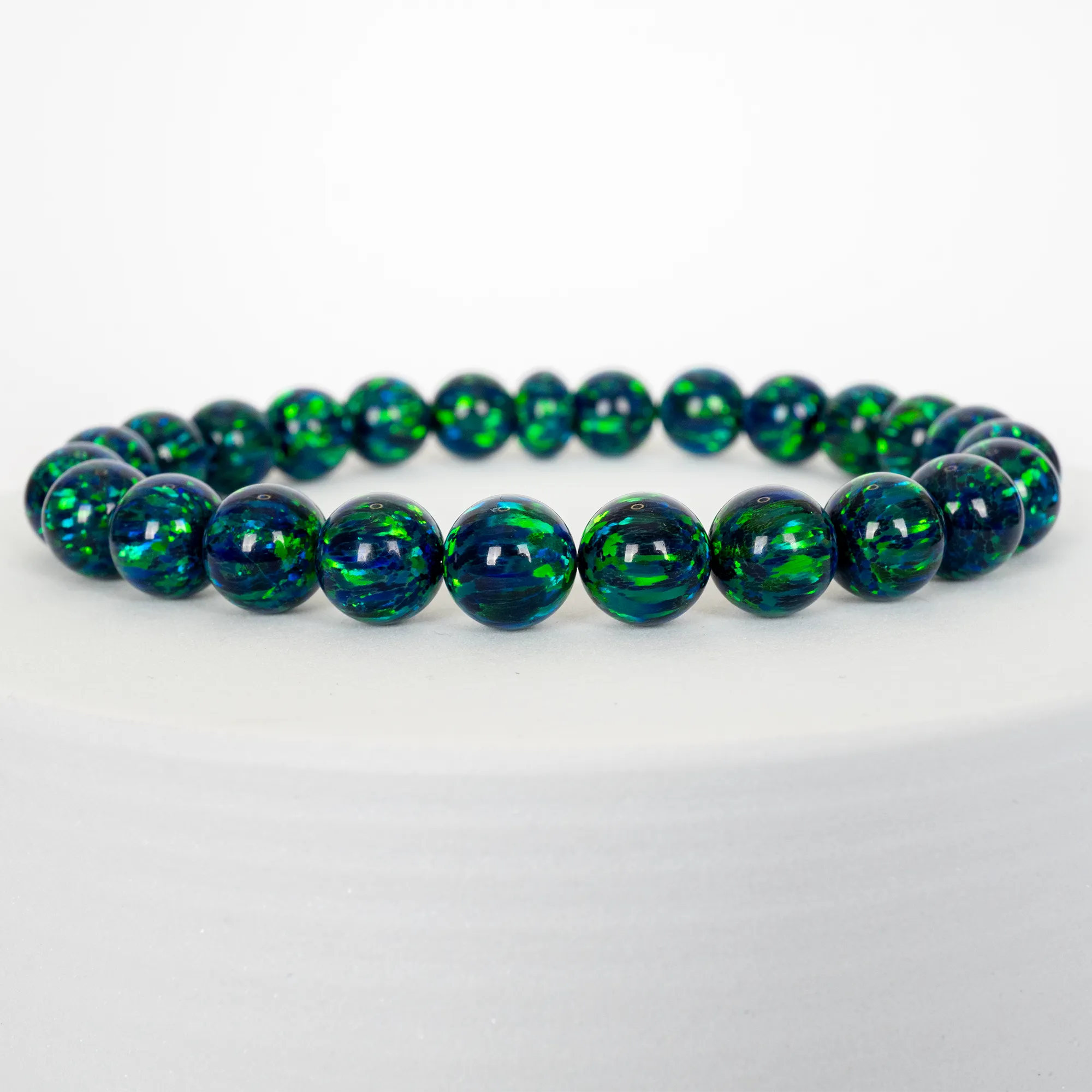 Black Emerald Opal Beaded Bracelet