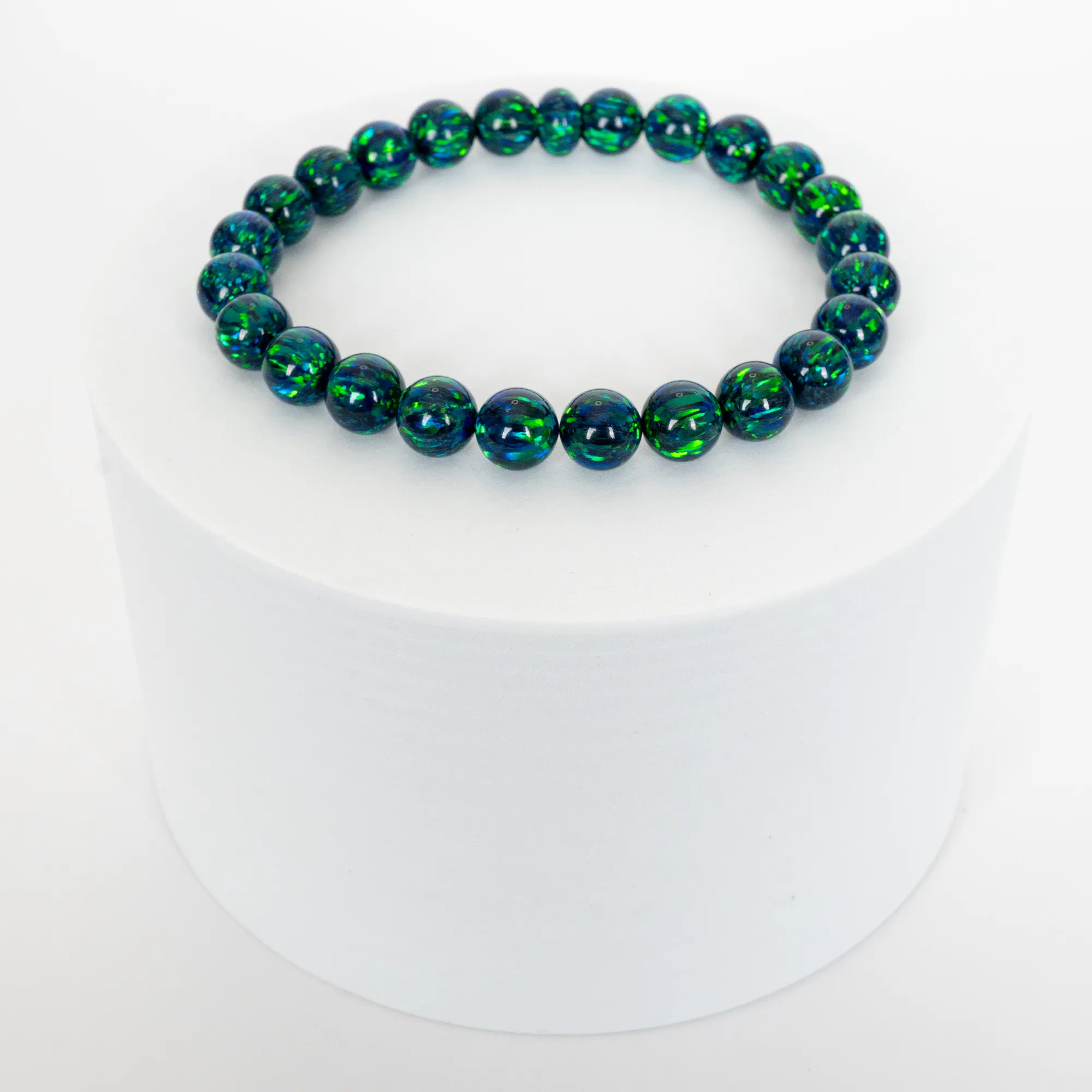 Black Emerald Opal Beaded Bracelet