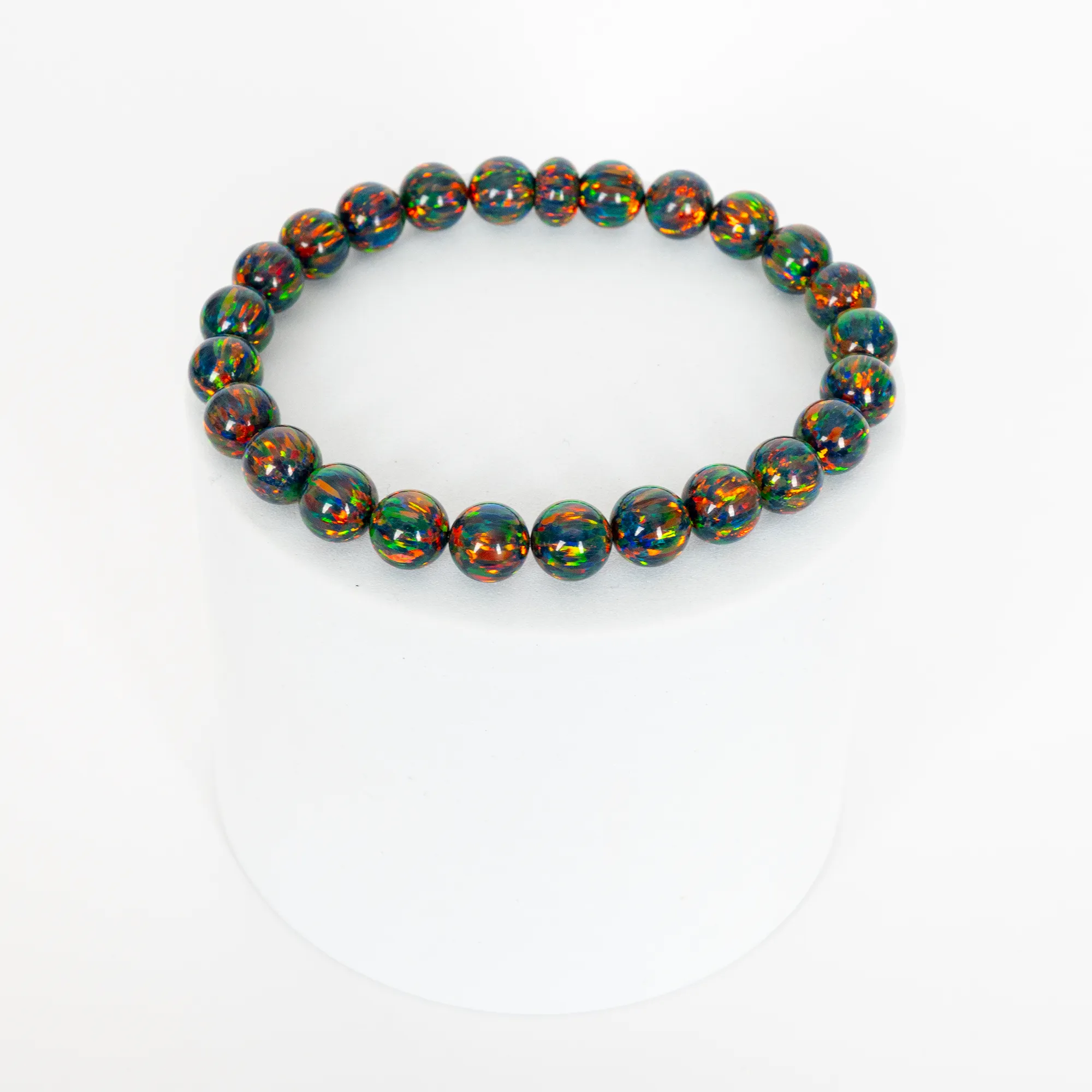 Black Fire Opal Beaded Bracelet