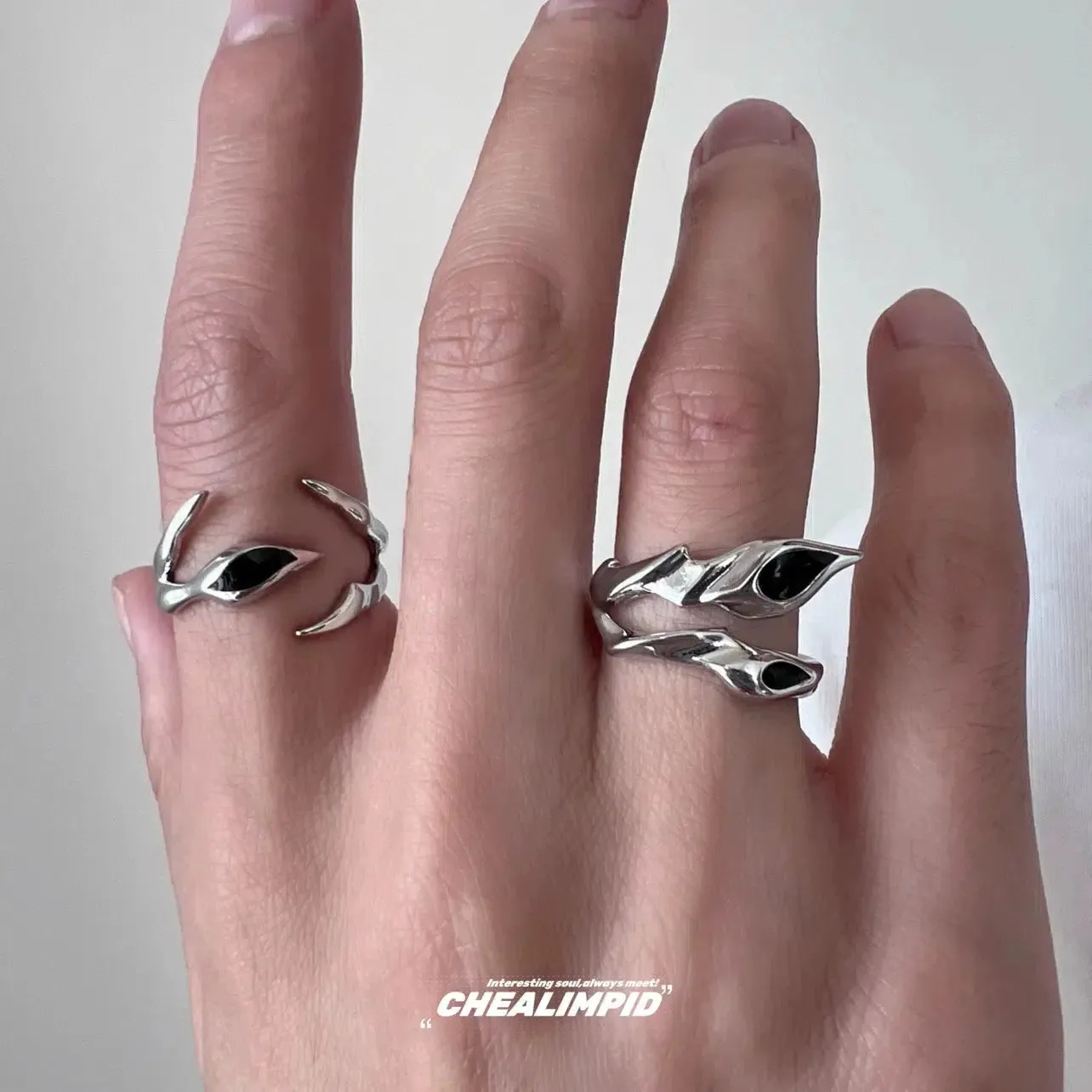 Black Gemstone Metal Ring