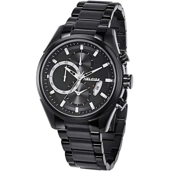 Black Stainless Steel with Black Dial Chronos Watch  For Men - Heloisa 76120297