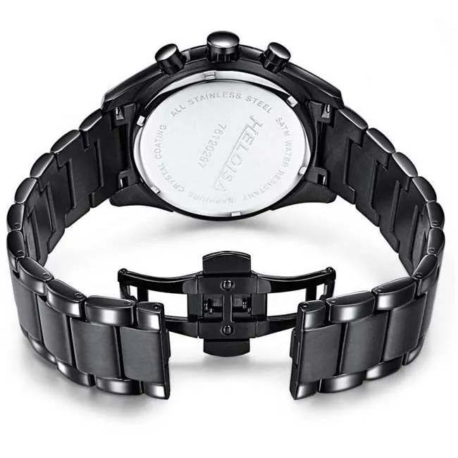 Black Stainless Steel with Black Dial Chronos Watch  For Men - Heloisa 76120297