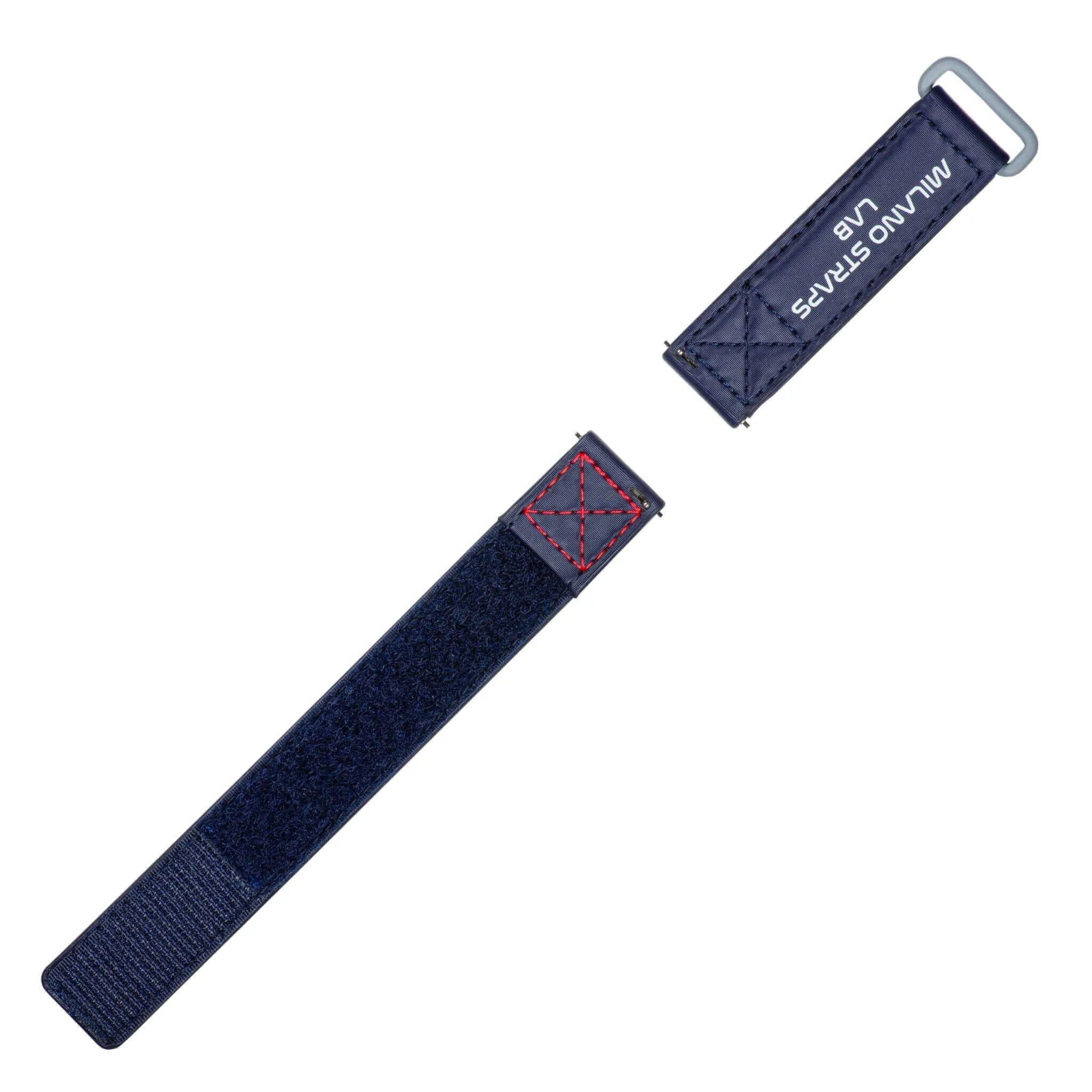 Blue Velcro® Watch Band Red Stitches 20mm