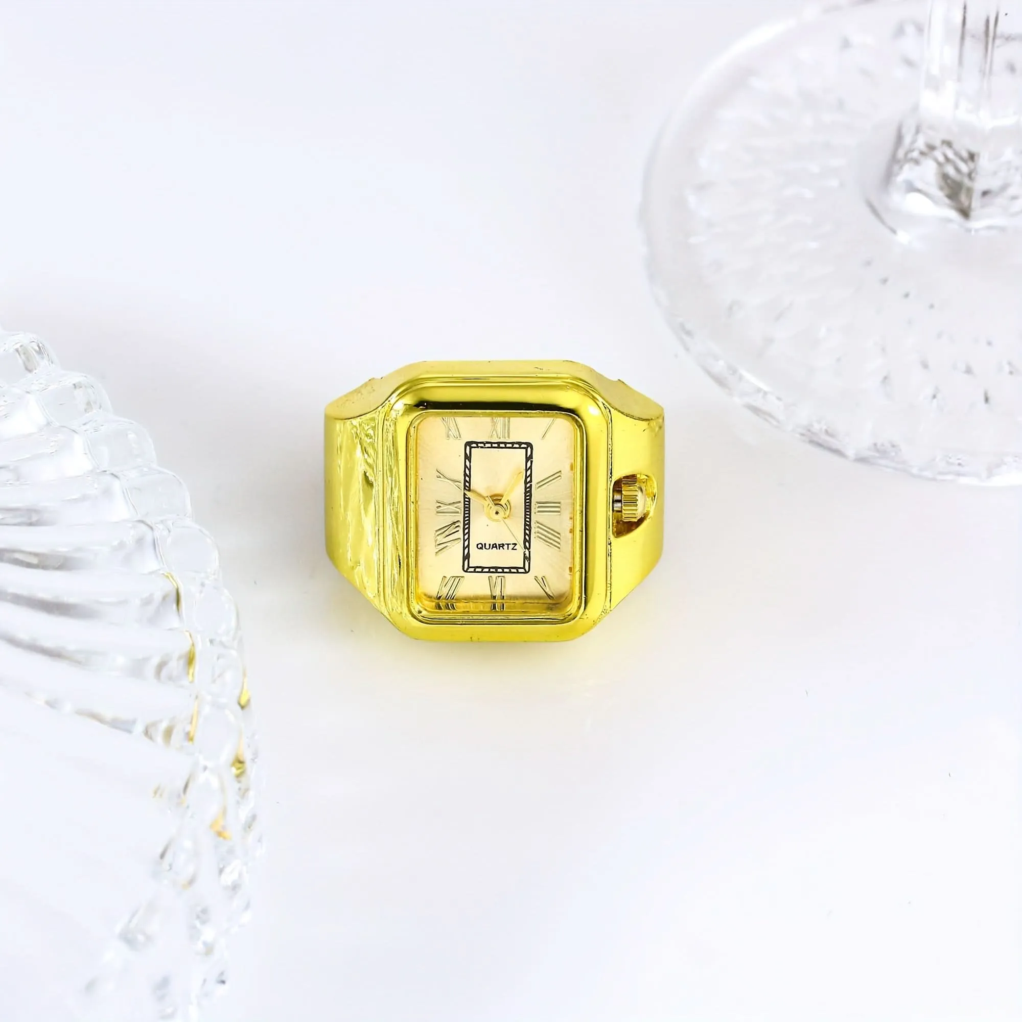 Boho Quartz Ring Watch Set for Couples – Alloy Case, Creative Finger Watches