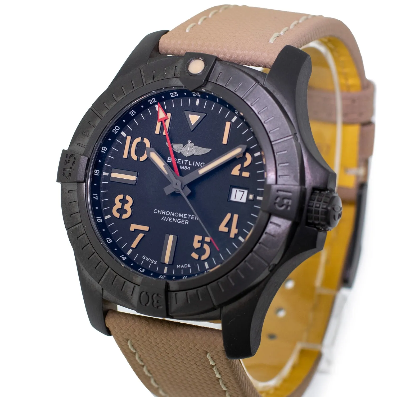 Breitling Avenger GMT Night Mission 45mm Titanium Black Arabic Dial V323951