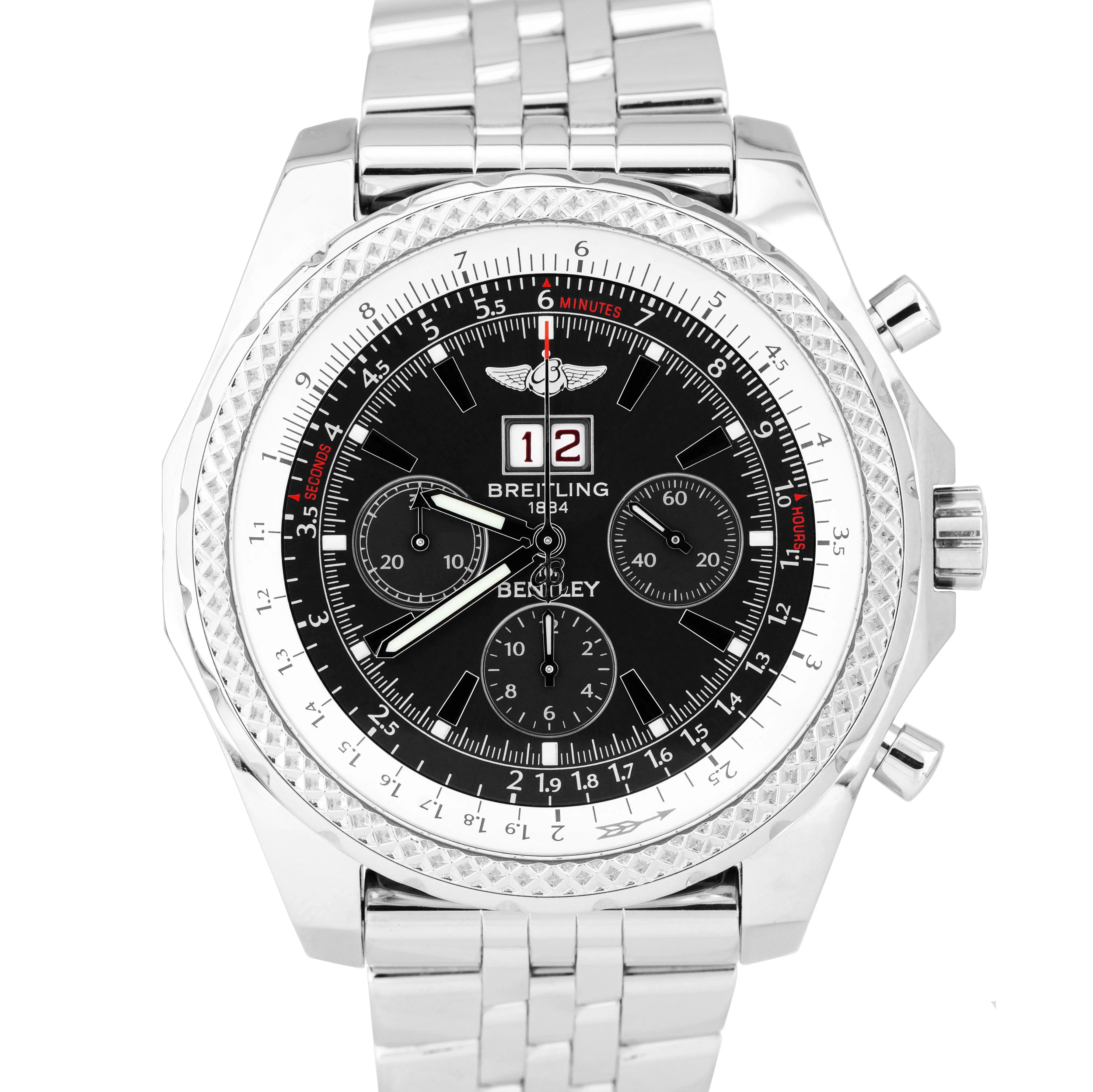 Breitling Bentley Chronograph Black Stainless Steel Date 48mm Watch A44362