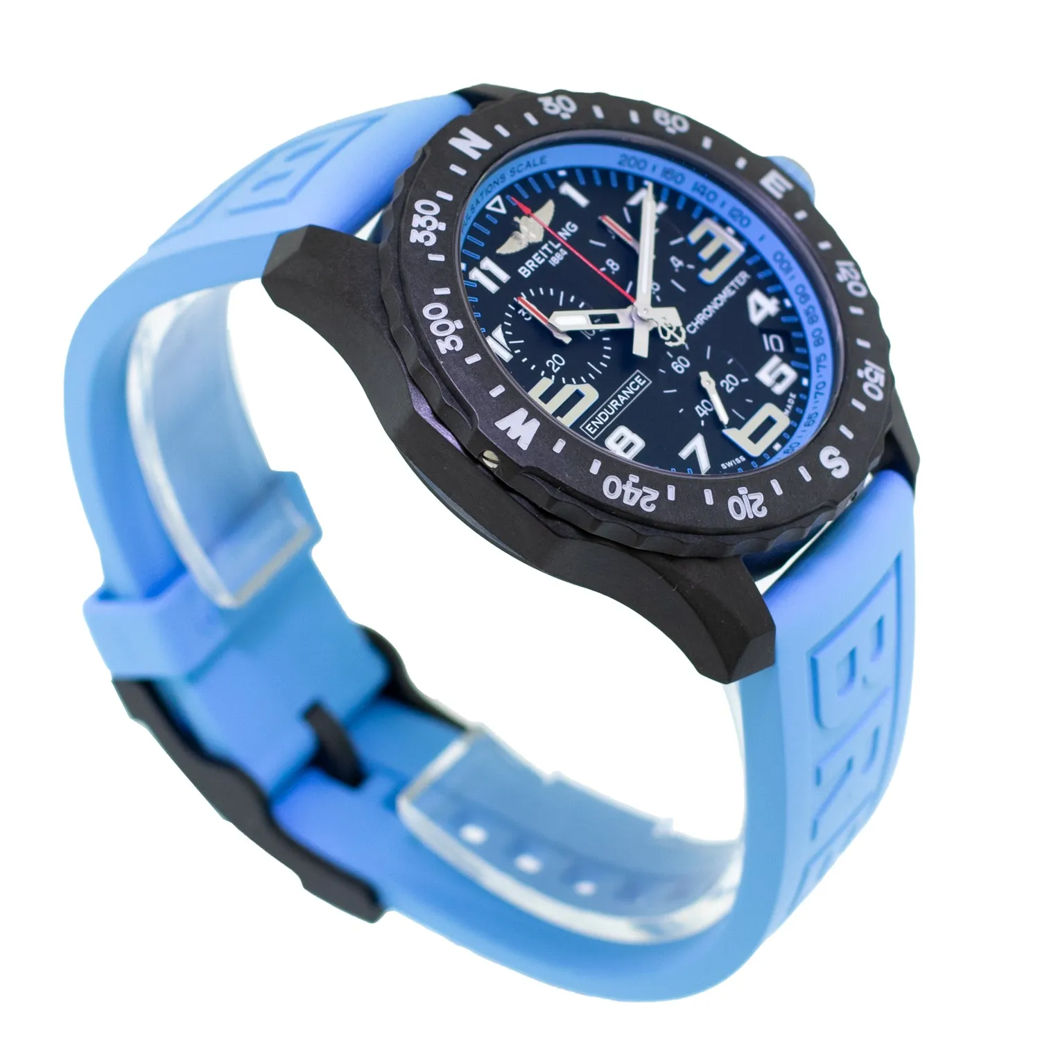 Breitling Endurance Pro 44mm Breitlight® Black Arabic Dial Black and Light Blue Bezel X82310