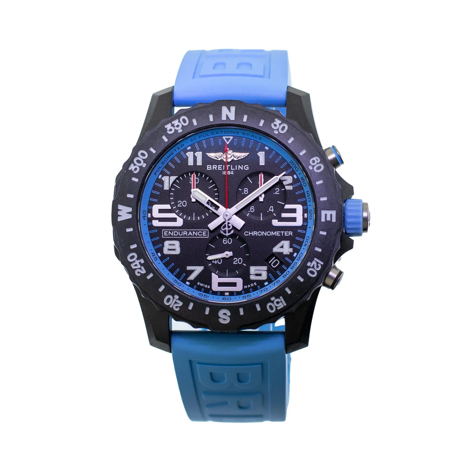 Breitling Endurance Pro 44mm Breitlight® Black Arabic Dial Black and Light Blue Bezel X82310