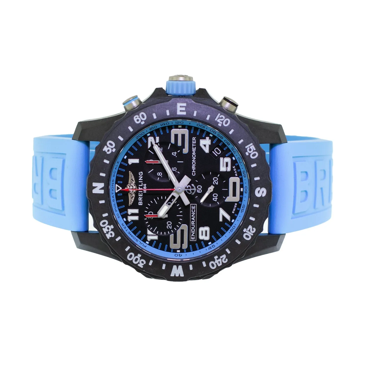 Breitling Endurance Pro 44mm Breitlight® Black Arabic Dial Black and Light Blue Bezel X82310