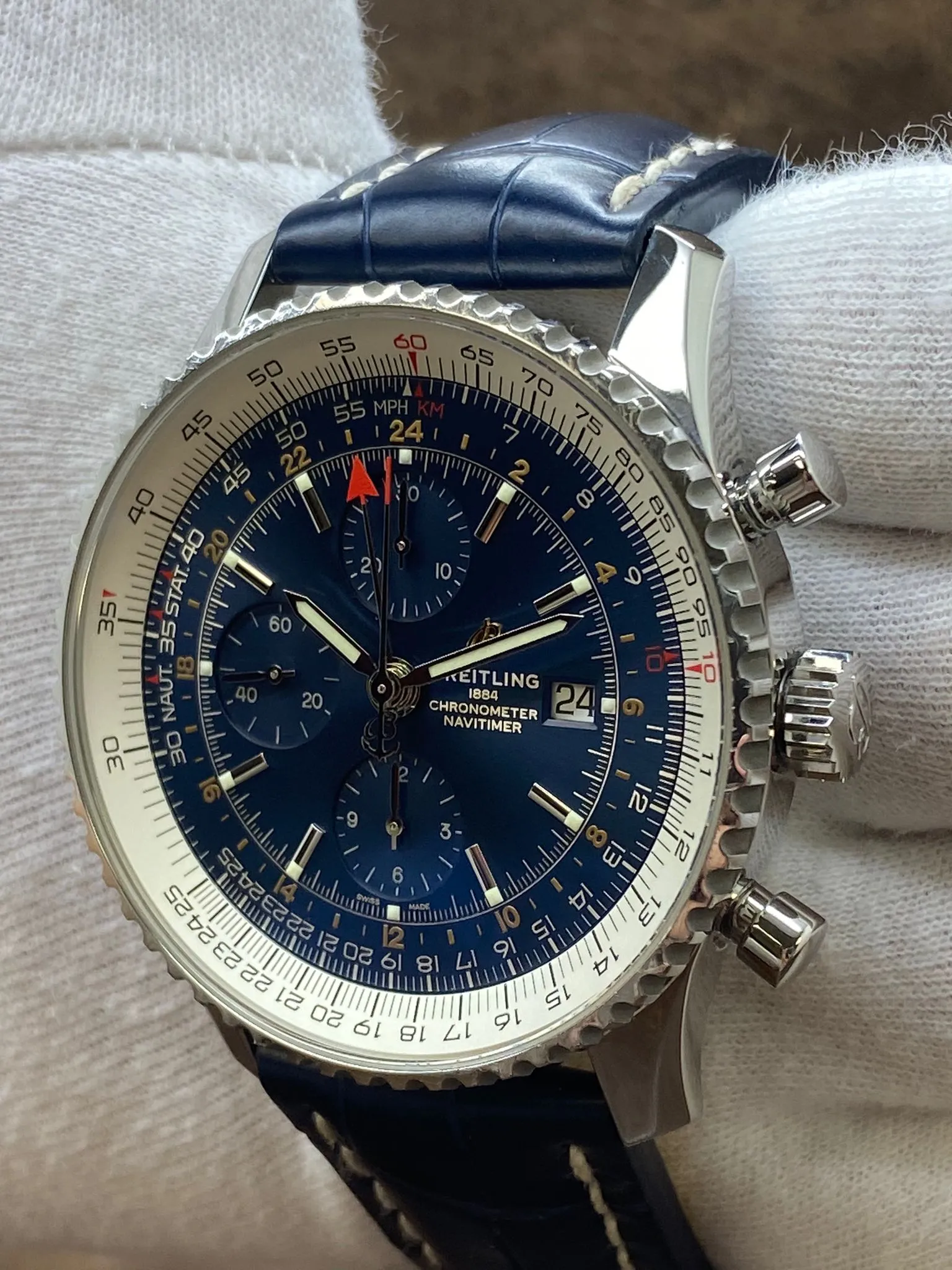 Breitling Navitimer Chronograph 46 GMT A24322121C2P2 Blue Dial Automatic Men's Watch