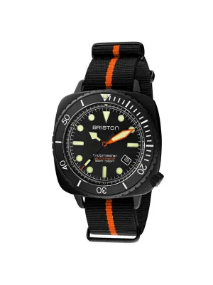 Briston Clubmaster Diver Pro Automatic Acetate Black Orange Nato Strap 44mm