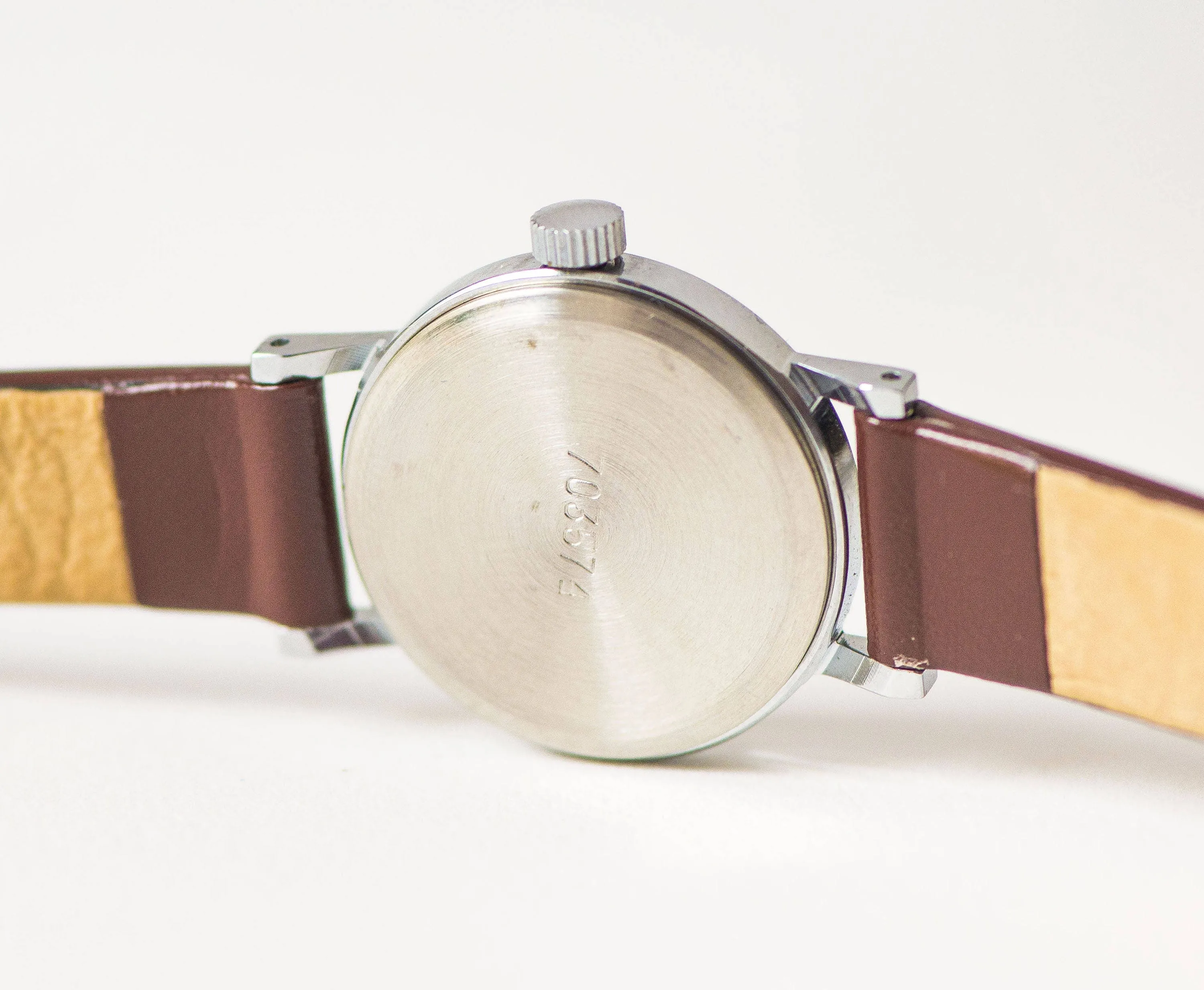 Brown silver shades women's watch small, classic women's watch vintage, minimalist watch round, lady watch Dawn, new luxury leather strap