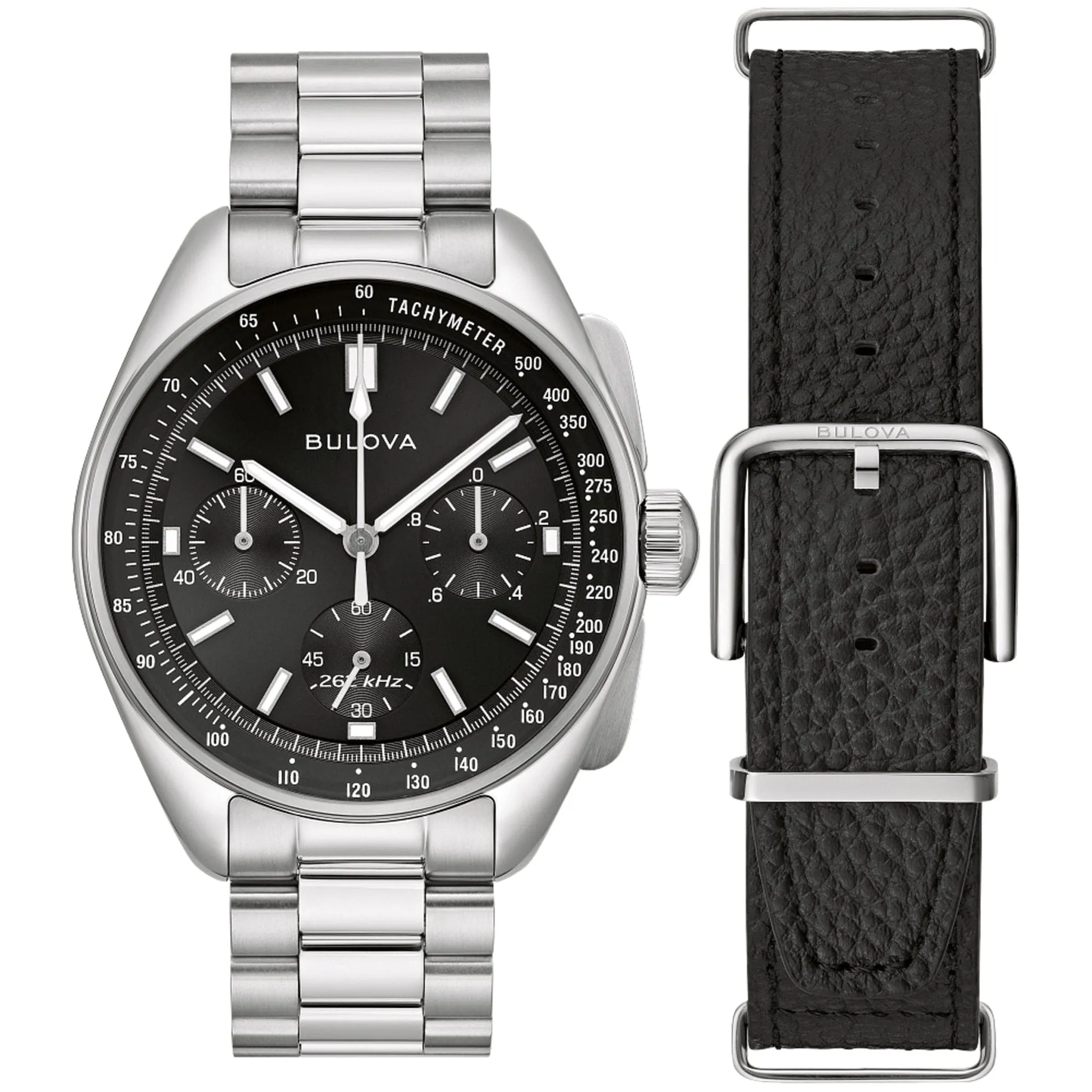 Bulova Lunar Pilot Archive Chronograph Quartz Black Dial Watch 96K111