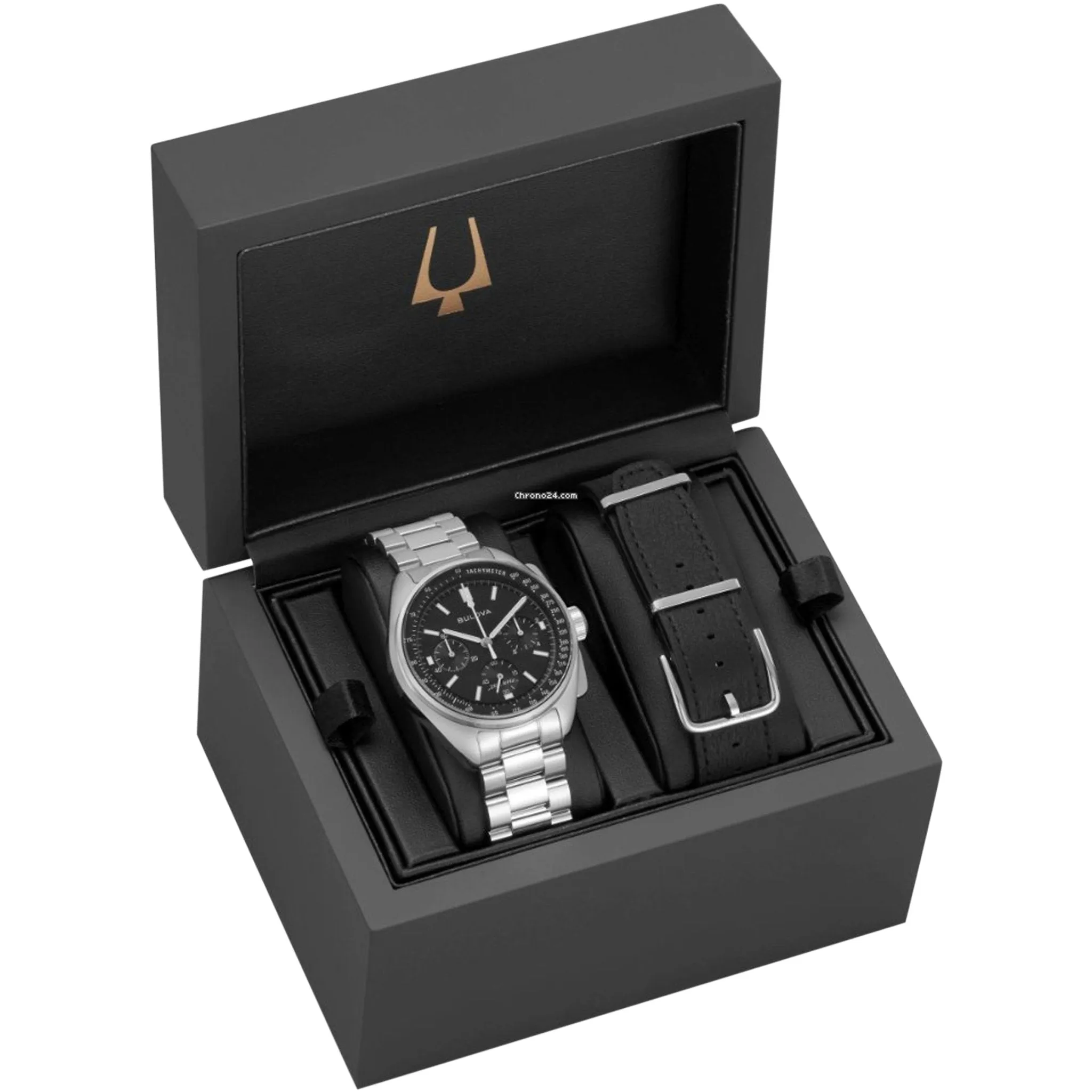 Bulova Lunar Pilot Archive Chronograph Quartz Black Dial Watch 96K111