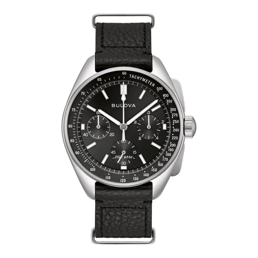 Bulova Lunar Pilot Mens Chronograph Stainless Steel Black Dial Watch