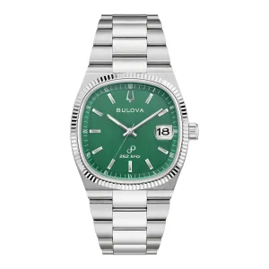 Bulova Super Seville Mens Stainless Steel Green Dial Watch