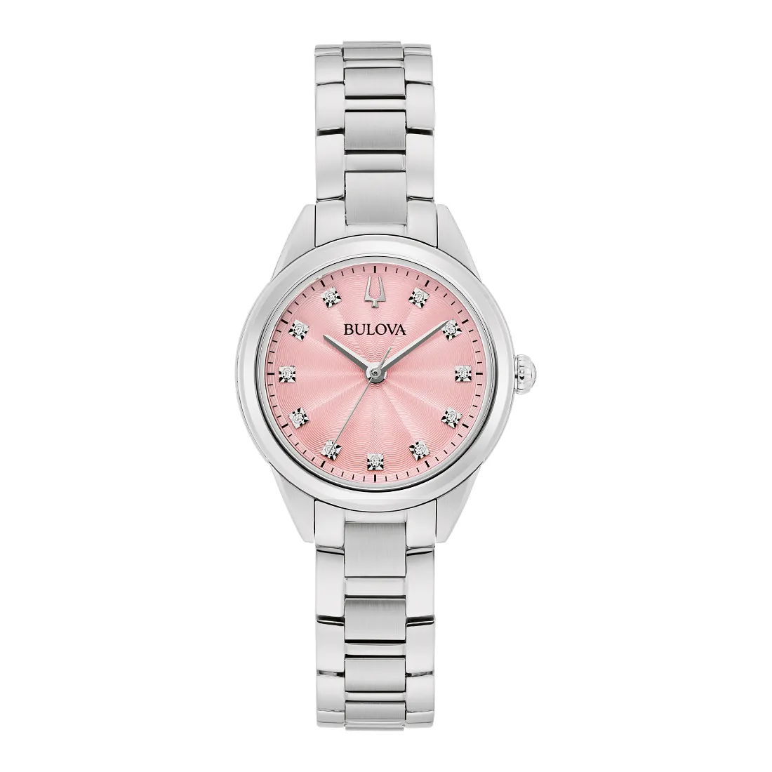 Bulova Sutton Ladies Stainless Steel Diamond and Pink Dial Watch