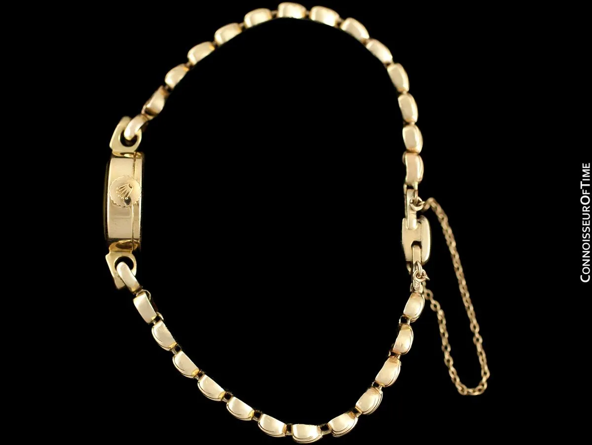 c. 1957 Rolex Orchid Ladies Vintage Watch, 18K Gold - Rare & Beautiful Crown Design