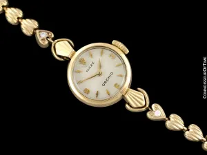 c. 1957 Rolex Orchid Ladies Vintage Watch, 18K Gold - Rare & Beautiful Crown Design