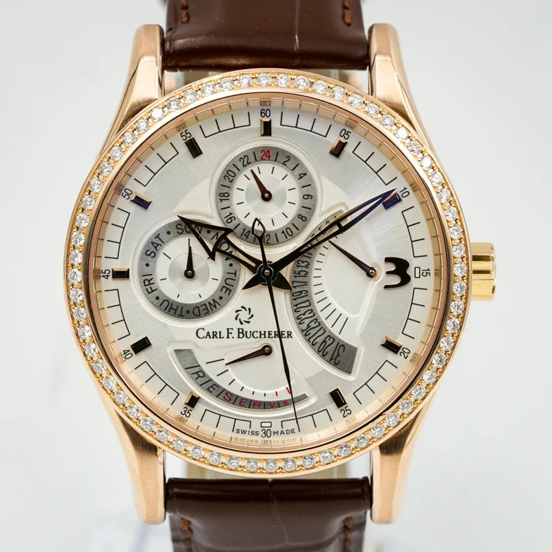 Carl F. Bucherer Manero Retrograde Diamond Bezel 18K Rose Gold 00.10901.03.16.01