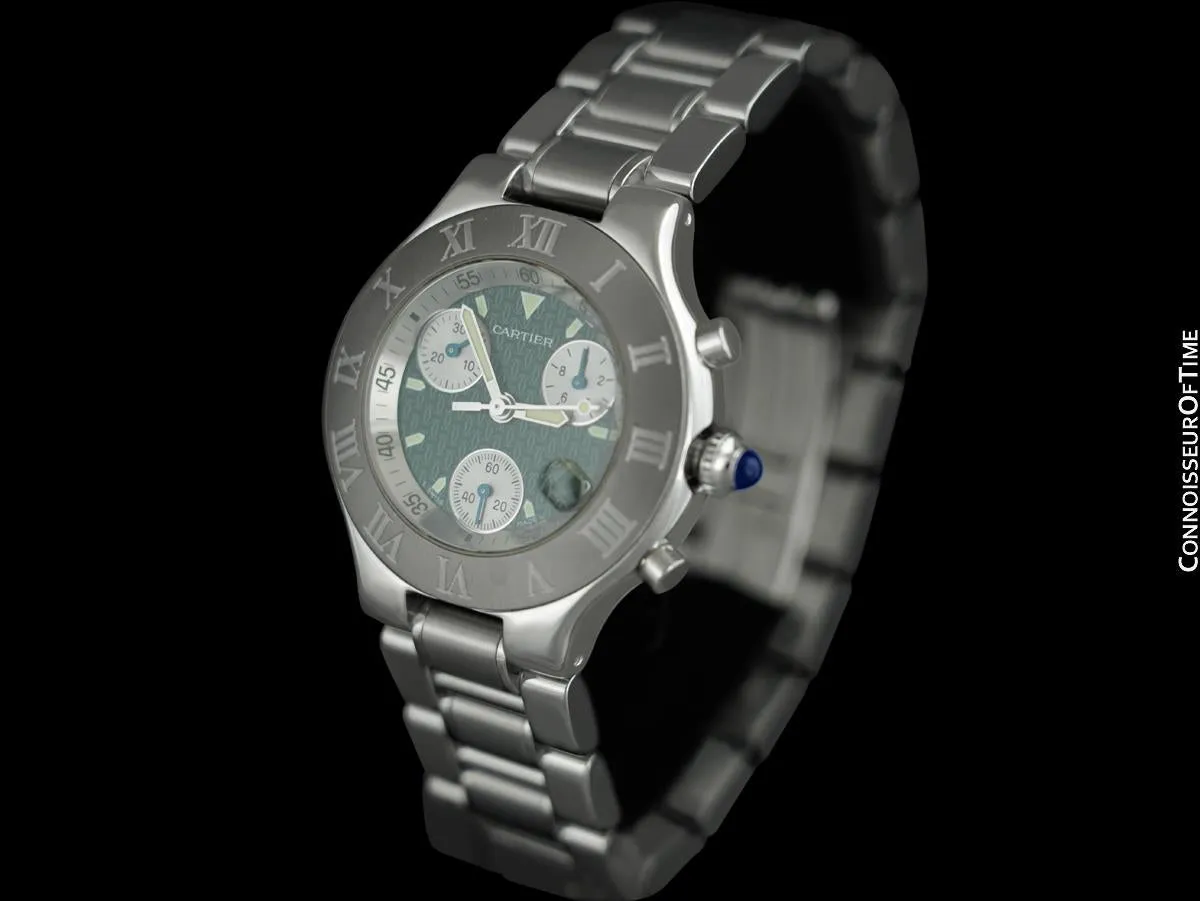 Cartier 21C Mens Chronoscaph Chronograph, Ref. 2424 - Stainless Steel